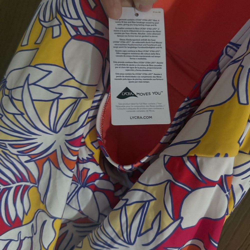 Land’s End Vibrant Tropical Leaf Print bathing suit swim dress - Picture 7 of 13